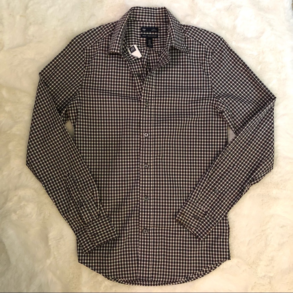 NWT GAP Men’s Long Sleeve Plaid Button Shirt SZ XS
